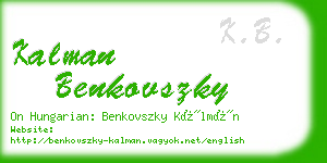 kalman benkovszky business card